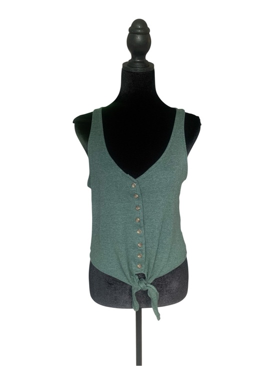 American Eagle Outfitters Tops - American Eagle Outfitters Button Front Tank with tie hem green size medium
